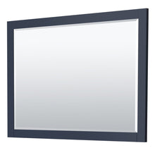 Load image into Gallery viewer, Wyndham Collection WCF292948SBLWCUNSM46 Miranda 48 Inch Single Bathroom Vanity in Dark Blue, White Cultured Marble Countertop, Undermount Square Sink, Brushed Gold Trim, 46 Inch Mirror