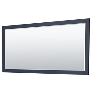 Wyndham Collection WCF292972DBBWCUNSM70 Miranda 72 Inch Double Bathroom Vanity in Dark Blue, White Cultured Marble Countertop, Undermount Square Sinks, Matte Black Trim, 70 Inch Mirror