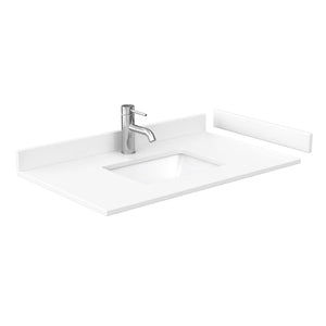 Wyndham Collection WCS141436SWHWCUNSM24 Sheffield 36 Inch Single Bathroom Vanity in White, White Cultured Marble Countertop, Undermount Square Sink, 24 Inch Mirror