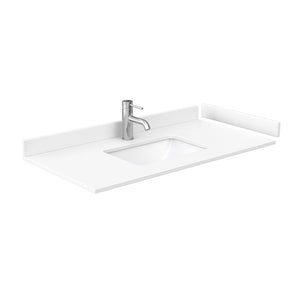 Wyndham Collection WCF292942SWBWCUNSMXX Miranda 42 Inch Single Bathroom Vanity in White, White Cultured Marble Countertop, Undermount Square Sink, Matte Black Trim