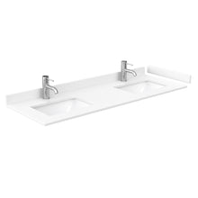 Load image into Gallery viewer, Wyndham Collection WCS141460DWHWCUNSMXX Sheffield 60 Inch Double Bathroom Vanity in White, White Cultured Marble Countertop, Undermount Square Sinks, No Mirror