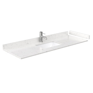 Wyndham Collection WCS141460SWHC2UNSMXX Sheffield 60 Inch Single Bathroom Vanity in White, Carrara Cultured Marble Countertop, Undermount Square Sink, No Mirror