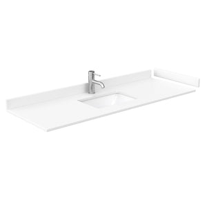 Wyndham Collection WCS141460SWHWCUNSM58 Sheffield 60 Inch Single Bathroom Vanity in White, White Cultured Marble Countertop, Undermount Square Sink, 58 Inch Mirror