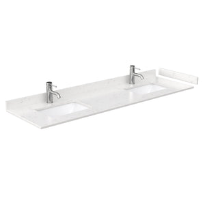 Wyndham Collection WCV232372DWHC2UNSMXX Avery 72 Inch Double Bathroom Vanity in White, Light-Vein Carrara Cultured Marble Countertop, Undermount Square Sinks, No Mirror