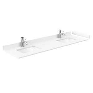 Wyndham Collection WCS202072DWHWCUNSM24 Deborah 72 Inch Double Bathroom Vanity in White, White Cultured Marble Countertop, Undermount Square Sinks, 24 Inch Mirrors