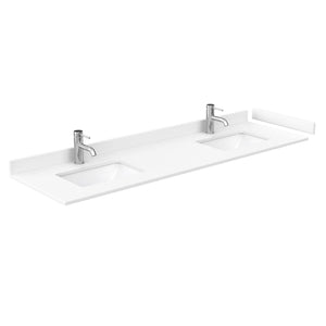 Wyndham Collection WCV232372DWHWCUNSMXX Avery 72 Inch Double Bathroom Vanity in White, White Cultured Marble Countertop, Undermount Square Sinks, No Mirror