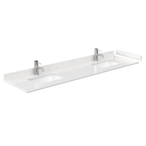 Wyndham Collection WCS202080DKGC2UNSM70 Deborah 80 Inch Double Bathroom Vanity in Dark Gray, Light-Vein Carrara Cultured Marble Countertop, Undermount Square Sinks, 70 Inch Mirror
