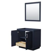 Load image into Gallery viewer, Wyndham Collection WCF292936SBNCXSXXM34 Miranda 36 Inch Single Bathroom Vanity in Dark Blue, No Countertop, No Sink, Brushed Nickel Trim, 34 Inch Mirror