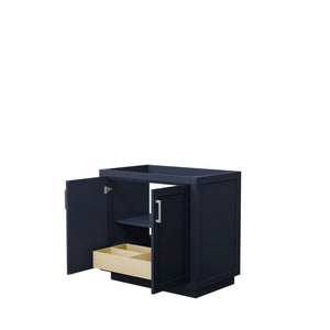 Wyndham Collection WCF292936SBNCXSXXMXX Miranda 36 Inch Single Bathroom Vanity in Dark Blue, No Countertop, No Sink, Brushed Nickel Trim