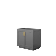 Load image into Gallery viewer, Wyndham Collection WCF292936SGGCXSXXMXX Miranda 36 Inch Single Bathroom Vanity in Dark Gray, No Countertop, No Sink, Brushed Gold Trim