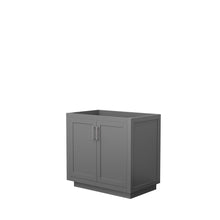 Load image into Gallery viewer, Wyndham Collection WCF292936SKGCXSXXMXX Miranda 36 Inch Single Bathroom Vanity in Dark Gray, No Countertop, No Sink, Brushed Nickel Trim