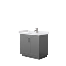 Load image into Gallery viewer, Wyndham Collection WCF292936SKGWCUNSMXX Miranda 36 Inch Single Bathroom Vanity in Dark Gray, White Cultured Marble Countertop, Undermount Square Sink, Brushed Nickel Trim