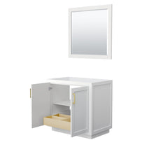 Load image into Gallery viewer, Wyndham Collection WCF292936SWGCXSXXM34 Miranda 36 Inch Single Bathroom Vanity in White, No Countertop, No Sink, Brushed Gold Trim, 34 Inch Mirror