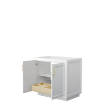 Load image into Gallery viewer, Wyndham Collection WCF292936SWGCXSXXMXX Miranda 36 Inch Single Bathroom Vanity in White, No Countertop, No Sink, Brushed Gold Trim