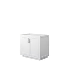 Load image into Gallery viewer, Wyndham Collection WCF292936SWHCXSXXMXX Miranda 36 Inch Single Bathroom Vanity in White, No Countertop, No Sink, Brushed Nickel Trim
