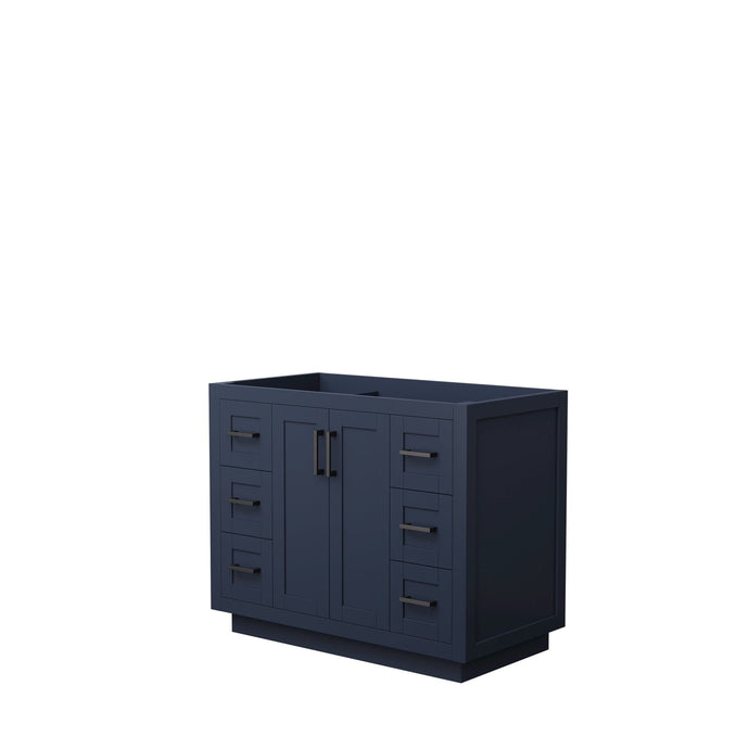 Wyndham Collection WCF292942SBBCXSXXMXX Miranda 42 Inch Single Bathroom Vanity in Dark Blue, No Countertop, No Sink, Matte Black Trim
