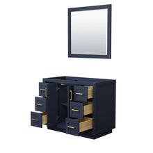 Load image into Gallery viewer, Wyndham Collection WCF292942SBLCXSXXM34 Miranda 42 Inch Single Bathroom Vanity in Dark Blue, No Countertop, No Sink, Brushed Gold Trim, 34 Inch Mirror