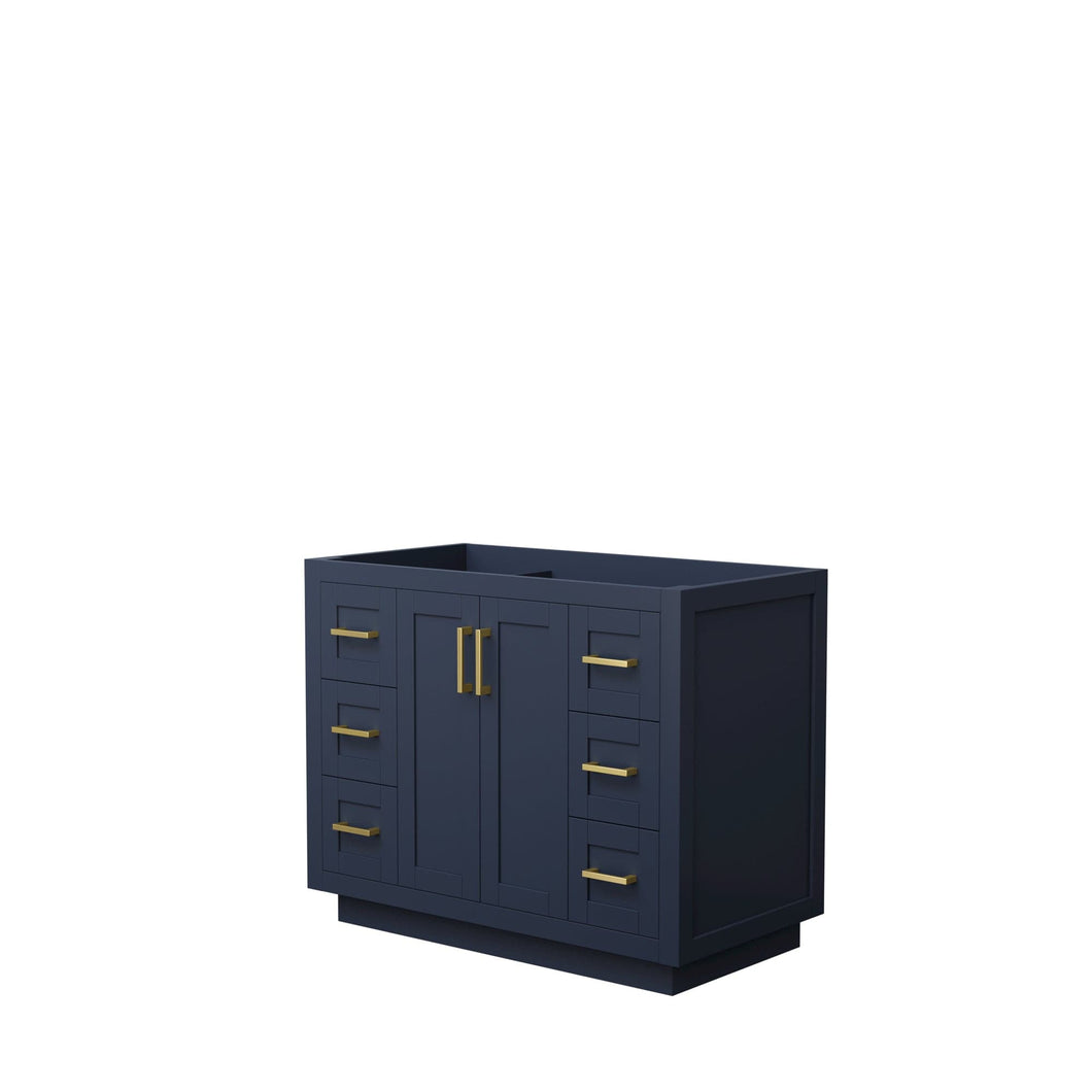 Wyndham Collection WCF292942SBLCXSXXMXX Miranda 42 Inch Single Bathroom Vanity in Dark Blue, No Countertop, No Sink, Brushed Gold Trim