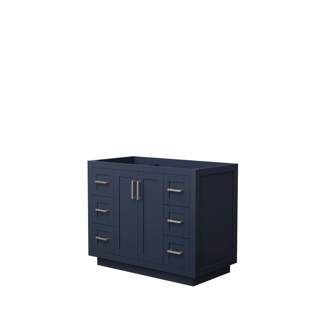 Wyndham Collection WCF292942SBNCXSXXMXX Miranda 42 Inch Single Bathroom Vanity in Dark Blue, No Countertop, No Sink, Brushed Nickel Trim