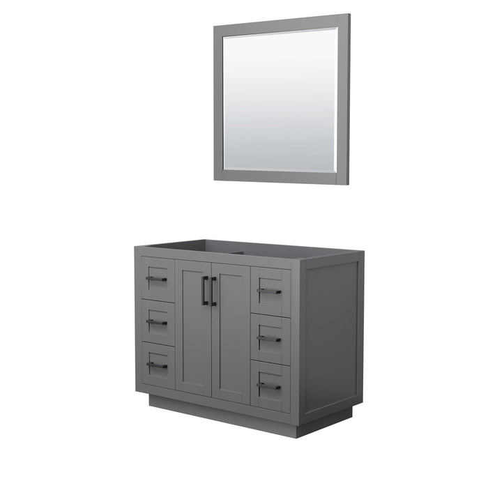 Wyndham Collection WCF292942SGBCXSXXM34 Miranda 42 Inch Single Bathroom Vanity in Dark Gray, No Countertop, No Sink, Matte Black Trim, 34 Inch Mirror