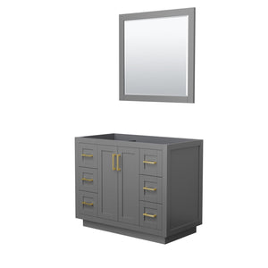 Wyndham Collection WCF292942SGGCXSXXM34 Miranda 42 Inch Single Bathroom Vanity in Dark Gray, No Countertop, No Sink, Brushed Gold Trim, 34 Inch Mirror