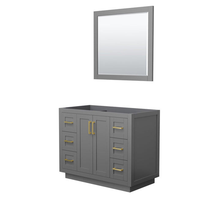 Wyndham Collection WCF292942SGGCXSXXM34 Miranda 42 Inch Single Bathroom Vanity in Dark Gray, No Countertop, No Sink, Brushed Gold Trim, 34 Inch Mirror