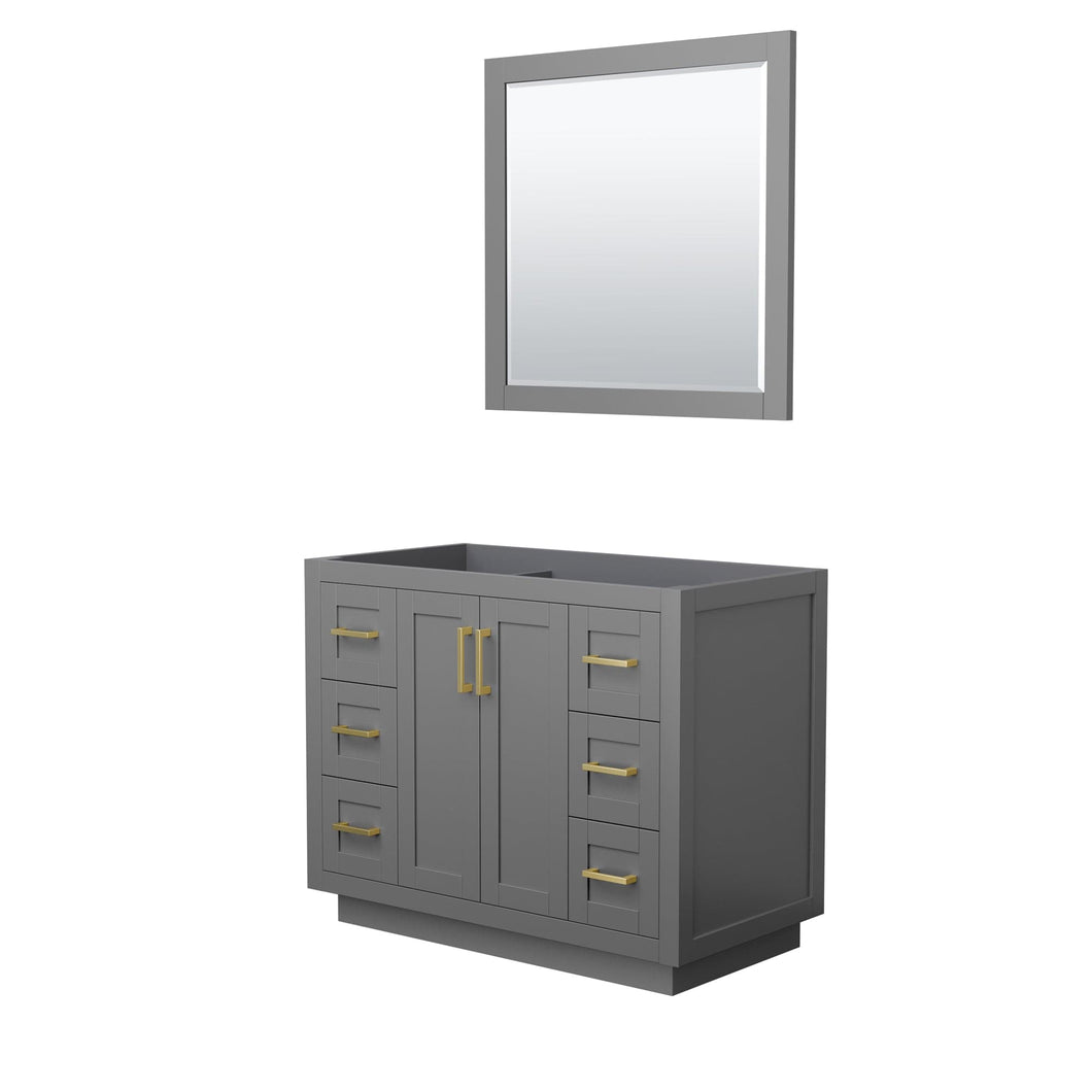 Wyndham Collection WCF292942SGGCXSXXM34 Miranda 42 Inch Single Bathroom Vanity in Dark Gray, No Countertop, No Sink, Brushed Gold Trim, 34 Inch Mirror