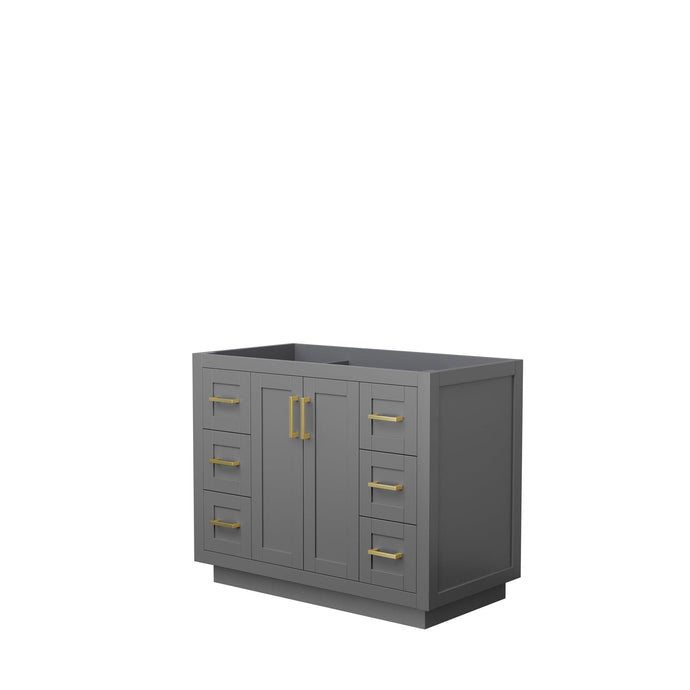 Wyndham Collection WCF292942SGGCXSXXMXX Miranda 42 Inch Single Bathroom Vanity in Dark Gray, No Countertop, No Sink, Brushed Gold Trim