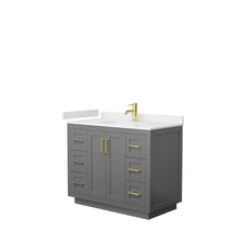 Load image into Gallery viewer, Wyndham Collection WCF292942SGGWCUNSMXX Miranda 42 Inch Single Bathroom Vanity in Dark Gray, White Cultured Marble Countertop, Undermount Square Sink, Brushed Gold Trim
