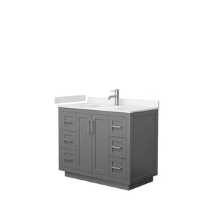 Wyndham Collection WCF292942SKGC2UNSMXX Miranda 42 Inch Single Bathroom Vanity in Dark Gray, Light-Vein Carrara Cultured Marble Countertop, Undermount Square Sink, Brushed Nickel Trim