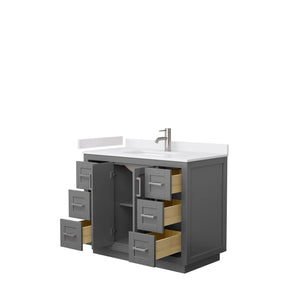 Wyndham Collection WCF292942SKGWCUNSMXX Miranda 42 Inch Single Bathroom Vanity in Dark Gray, White Cultured Marble Countertop, Undermount Square Sink, Brushed Nickel Trim