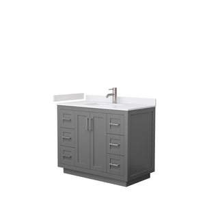 Wyndham Collection WCF292942SKGWCUNSMXX Miranda 42 Inch Single Bathroom Vanity in Dark Gray, White Cultured Marble Countertop, Undermount Square Sink, Brushed Nickel Trim