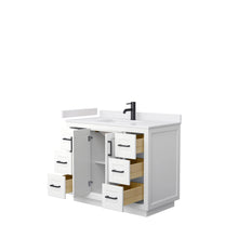 Load image into Gallery viewer, Wyndham Collection WCF292942SWBWCUNSMXX Miranda 42 Inch Single Bathroom Vanity in White, White Cultured Marble Countertop, Undermount Square Sink, Matte Black Trim