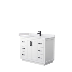 Wyndham Collection WCF292942SWBWCUNSMXX Miranda 42 Inch Single Bathroom Vanity in White, White Cultured Marble Countertop, Undermount Square Sink, Matte Black Trim