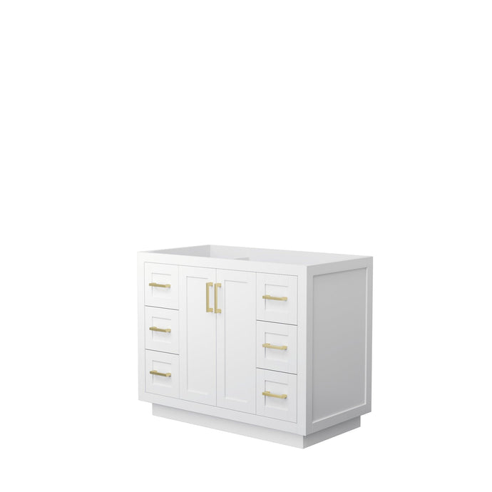 Wyndham Collection WCF292942SWGCXSXXMXX Miranda 42 Inch Single Bathroom Vanity in White, No Countertop, No Sink, Brushed Gold Trim
