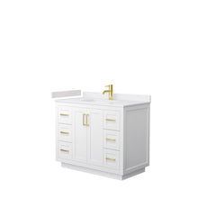 Load image into Gallery viewer, Wyndham Collection WCF292942SWGWCUNSMXX Miranda 42 Inch Single Bathroom Vanity in White, White Cultured Marble Countertop, Undermount Square Sink, Brushed Gold Trim