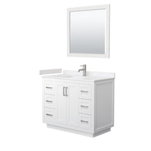 Load image into Gallery viewer, Wyndham Collection WCF292942SWHC2UNSM34 Miranda 42 Inch Single Bathroom Vanity in White, Light-Vein Carrara Cultured Marble Countertop, Undermount Square Sink, Brushed Nickel Trim, 34 Inch Mirror