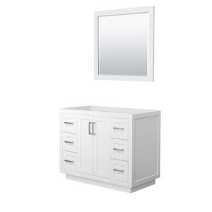 Wyndham Collection WCF292942SWHCXSXXM34 Miranda 42 Inch Single Bathroom Vanity in White, No Countertop, No Sink, Brushed Nickel Trim, 34 Inch Mirror