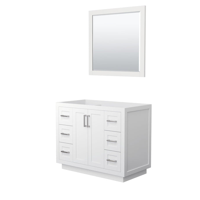 Wyndham Collection WCF292942SWHCXSXXM34 Miranda 42 Inch Single Bathroom Vanity in White, No Countertop, No Sink, Brushed Nickel Trim, 34 Inch Mirror