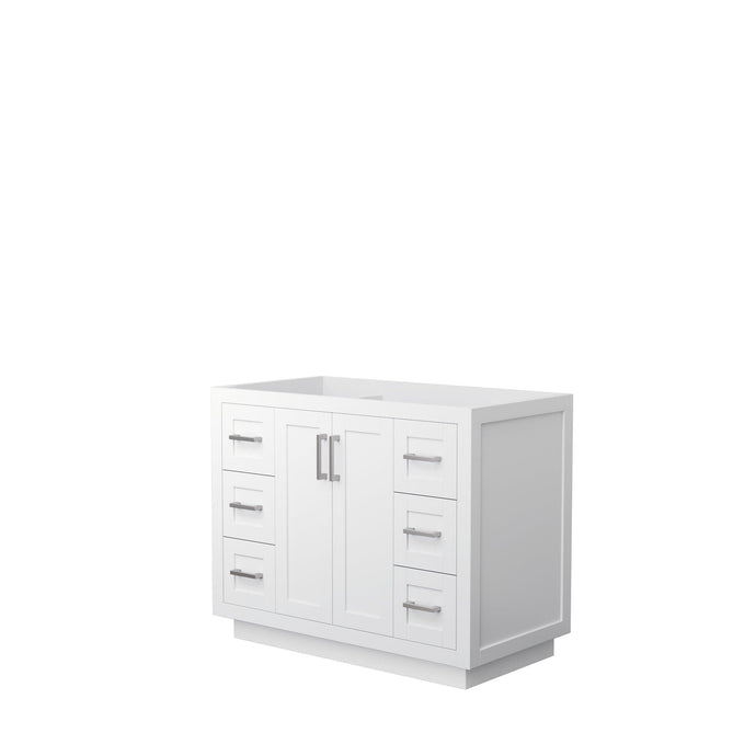 Wyndham Collection WCF292942SWHCXSXXMXX Miranda 42 Inch Single Bathroom Vanity in White, No Countertop, No Sink, Brushed Nickel Trim