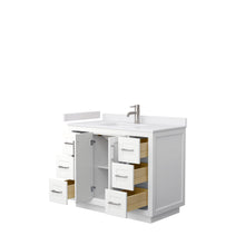 Load image into Gallery viewer, Wyndham Collection WCF292942SWHWCUNSMXX Miranda 42 Inch Single Bathroom Vanity in White, White Cultured Marble Countertop, Undermount Square Sink, Brushed Nickel Trim