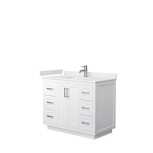 Load image into Gallery viewer, Wyndham Collection WCF292942SWHWCUNSMXX Miranda 42 Inch Single Bathroom Vanity in White, White Cultured Marble Countertop, Undermount Square Sink, Brushed Nickel Trim