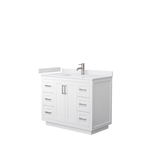 Wyndham Collection WCF292942SWHWCUNSMXX Miranda 42 Inch Single Bathroom Vanity in White, White Cultured Marble Countertop, Undermount Square Sink, Brushed Nickel Trim