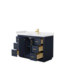 Load image into Gallery viewer, Wyndham Collection WCF292948SBLWCUNSMXX Miranda 48 Inch Single Bathroom Vanity in Dark Blue, White Cultured Marble Countertop, Undermount Square Sink, Brushed Gold Trim