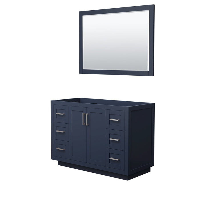 Wyndham Collection WCF292948SBNCXSXXM46 Miranda 48 Inch Single Bathroom Vanity in Dark Blue, No Countertop, No Sink, Brushed Nickel Trim, 46 Inch Mirror