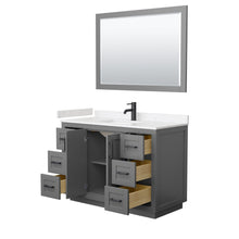 Load image into Gallery viewer, Wyndham Collection WCF292948SGBC2UNSM46 Miranda 48 Inch Single Bathroom Vanity in Dark Gray, Light-Vein Carrara Cultured Marble Countertop, Undermount Square Sink, Matte Black Trim, 46 Inch Mirror