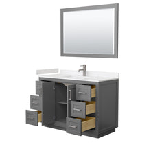 Load image into Gallery viewer, Wyndham Collection WCF292948SKGC2UNSM46 Miranda 48 Inch Single Bathroom Vanity in Dark Gray, Light-Vein Carrara Cultured Marble Countertop, Undermount Square Sink, Brushed Nickel Trim, 46 Inch Mirror