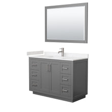 Load image into Gallery viewer, Wyndham Collection WCF292948SKGC2UNSM46 Miranda 48 Inch Single Bathroom Vanity in Dark Gray, Light-Vein Carrara Cultured Marble Countertop, Undermount Square Sink, Brushed Nickel Trim, 46 Inch Mirror