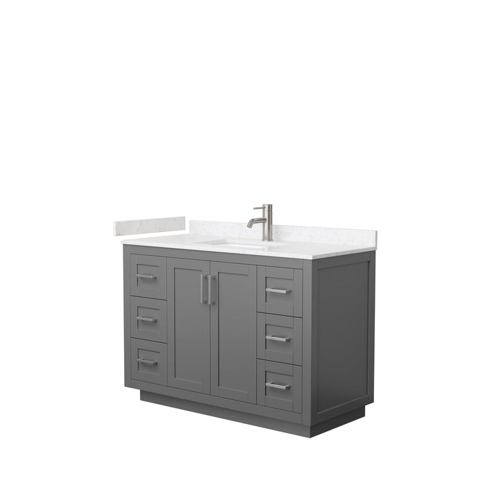 Wyndham Collection WCF292948SKGC2UNSMXX Miranda 48 Inch Single Bathroom Vanity in Dark Gray, Light-Vein Carrara Cultured Marble Countertop, Undermount Square Sink, Brushed Nickel Trim