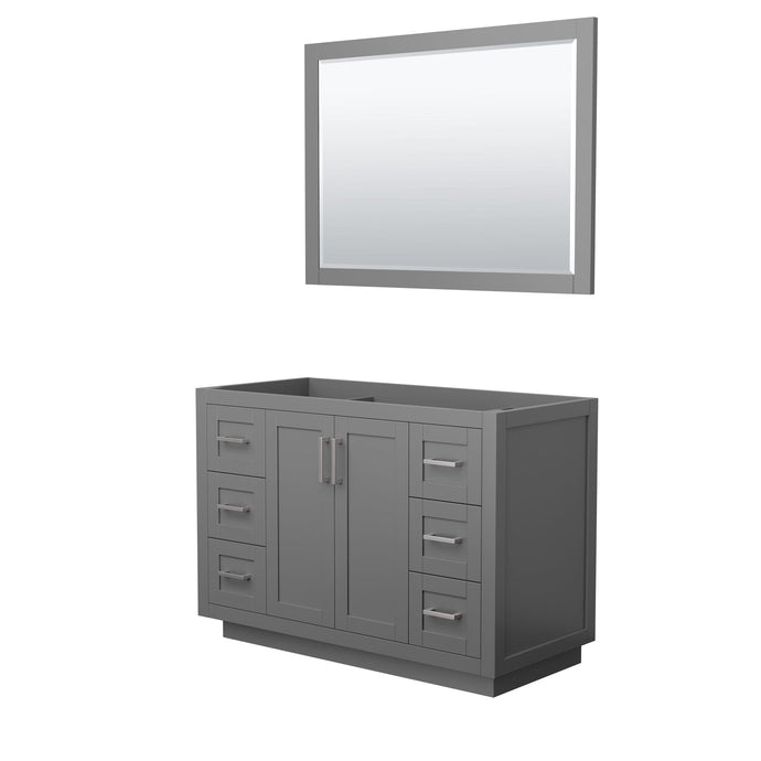 Wyndham Collection WCF292948SKGCXSXXM46 Miranda 48 Inch Single Bathroom Vanity in Dark Gray, No Countertop, No Sink, Brushed Nickel Trim, 46 Inch Mirror